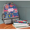 Owl & Hedgehog Large Backpack - Gray - On Desk
