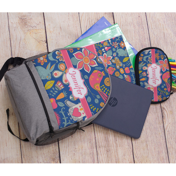 Owl & Hedgehog Large Backpack - Gray - With Stuff