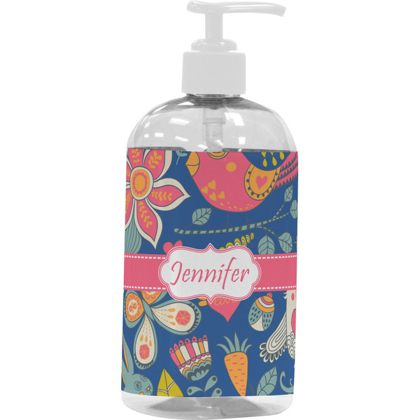 Custom Owl & Hedgehog Plastic Soap / Lotion Dispenser (16 oz - Large - White) (Personalized)