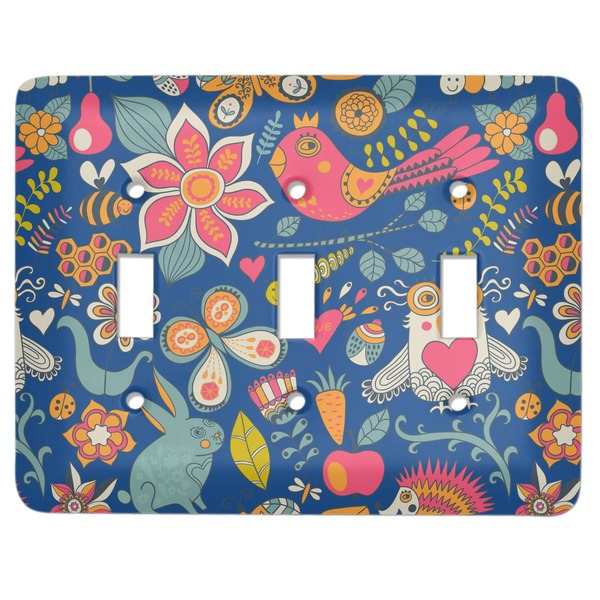 Custom Owl & Hedgehog Light Switch Cover (3 Toggle Plate)