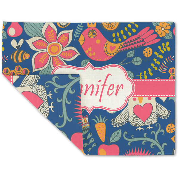 Owl & Hedgehog Linen Placemat - Folded Corner (double side)