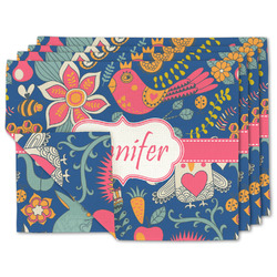 Owl & Hedgehog Linen Placemat w/ Name or Text