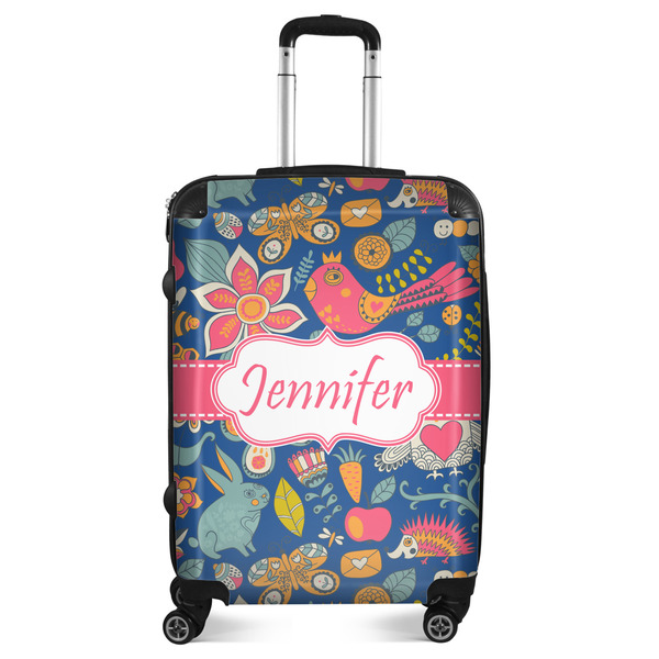 Custom Owl & Hedgehog Suitcase - 24" Medium - Checked (Personalized)