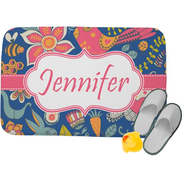 Custom Owl & Hedgehog Memory Foam Bath Mat (Personalized)