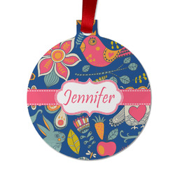 Owl & Hedgehog Metal Ball Ornament - Double Sided w/ Name or Text