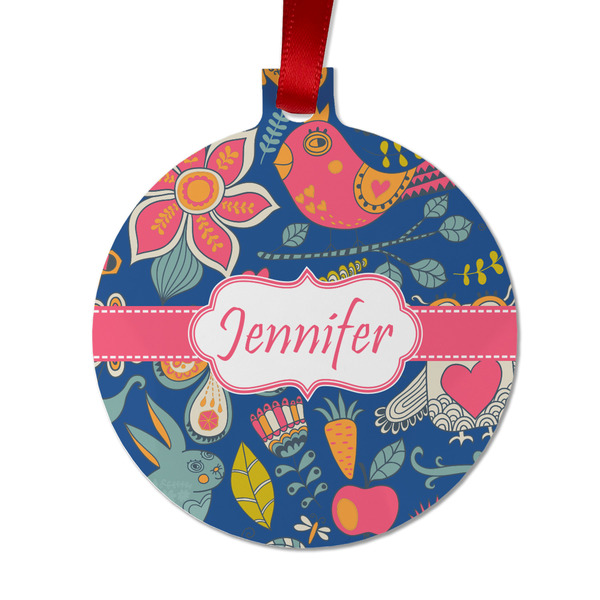 Owl & Hedgehog Metal Ball Ornament - Front