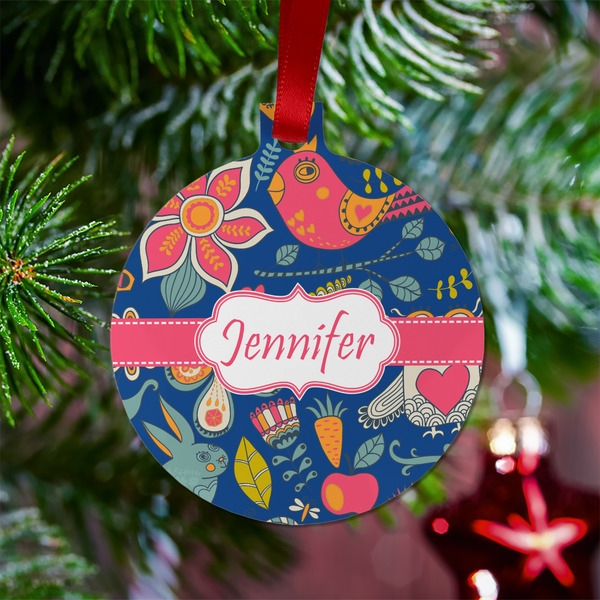 Owl & Hedgehog Metal Ball Ornament - Lifestyle