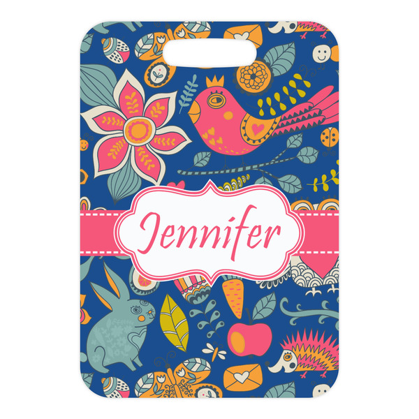 Owl & Hedgehog Metal Luggage Tag - Front Without Strap