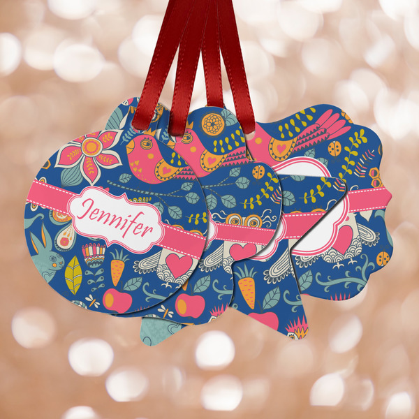 Custom Owl & Hedgehog Metal Ornaments - Double Sided w/ Name or Text