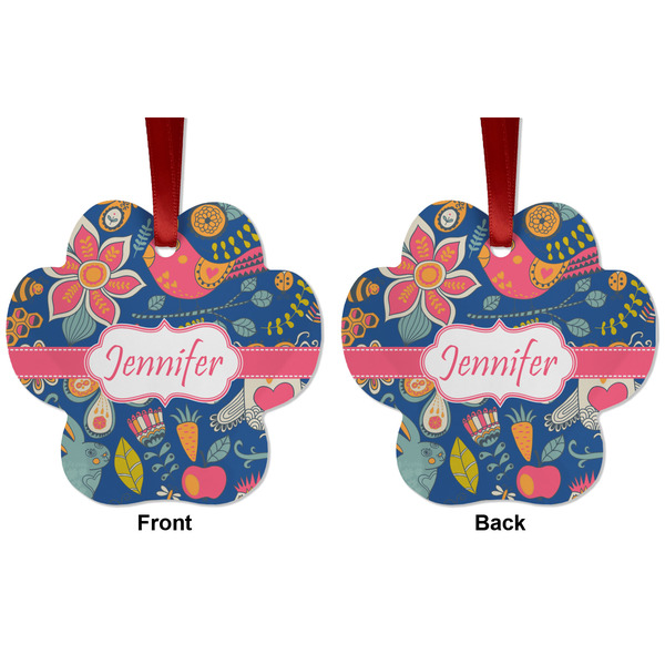 Owl & Hedgehog Metal Paw Ornament - Front and Back