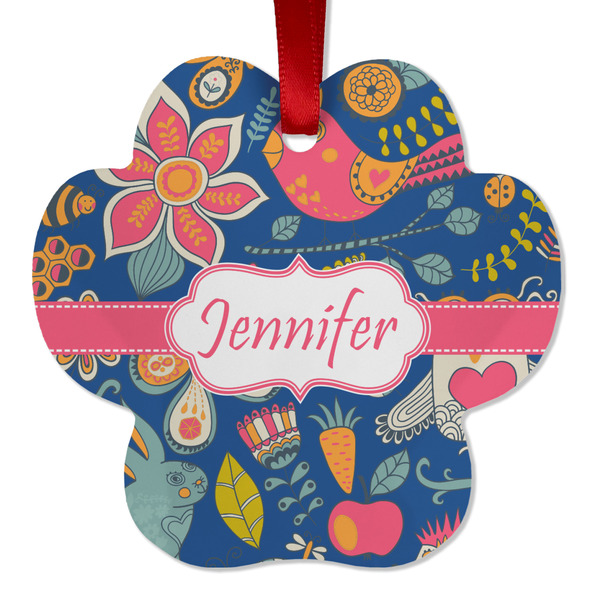 Owl & Hedgehog Metal Paw Ornament - Front