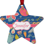 Owl & Hedgehog Metal Star Ornament - Double Sided w/ Name or Text