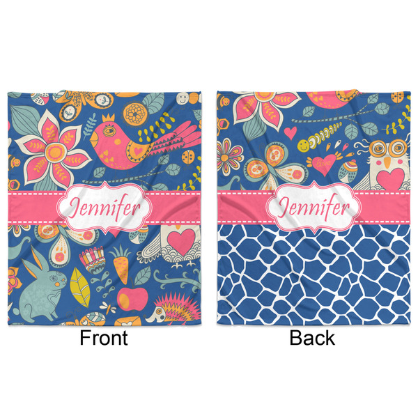 Owl & Hedgehog Minky Blanket - 50"x60" - Double Sided - Front & Back