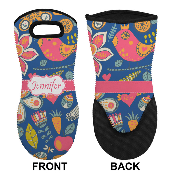 Owl & Hedgehog Neoprene Oven Mitt (Front & Back)