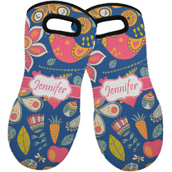 Owl & Hedgehog Neoprene Oven Mitts - Set of 2 w/ Name or Text