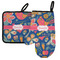 Owl & Hedgehog Left Oven Mitt & Pot Holder Set w/ Name or Text
