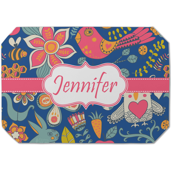 Custom Owl & Hedgehog Dining Table Mat - Octagon (Single-Sided) w/ Name or Text