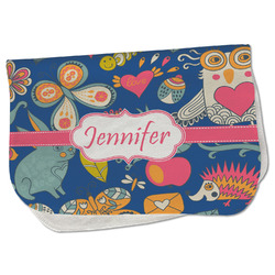 Owl & Hedgehog Burp Cloth - Fleece w/ Name or Text