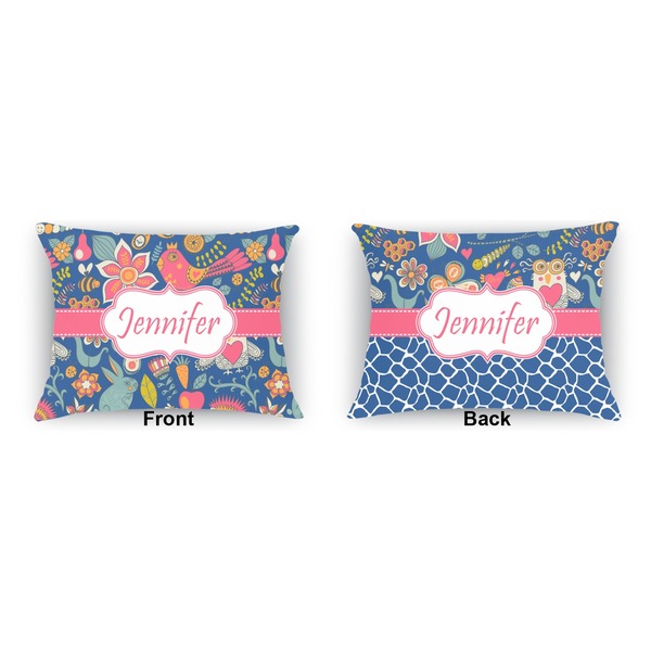 Owl & Hedgehog  Outdoor Rectangular Throw Pillow (Front and Back)