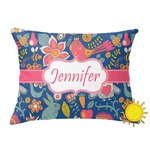 Owl & Hedgehog Outdoor Throw Pillow (Rectangular) (Personalized)