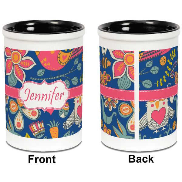 Owl & Hedgehog Pencil Holder - Black - approval