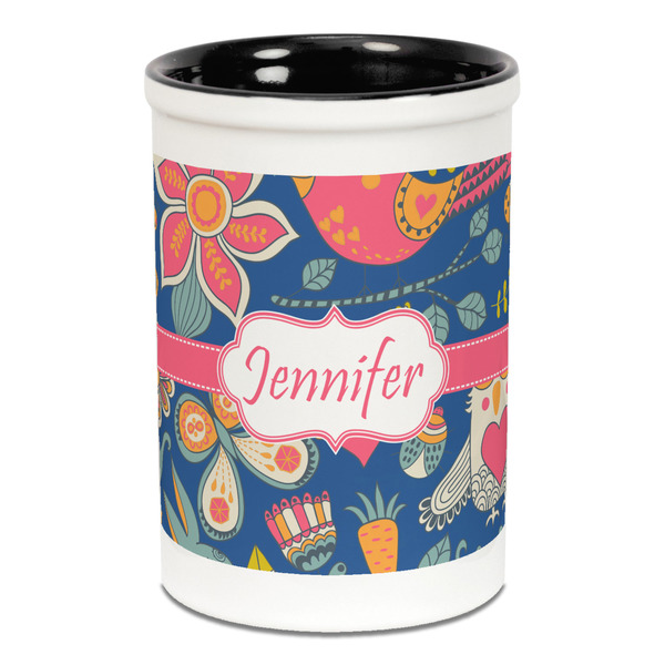 Owl & Hedgehog Pencil Holder - Black