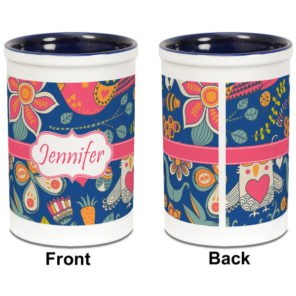 Owl & Hedgehog Pencil Holder - Blue - approval