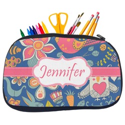 Owl & Hedgehog Neoprene Pencil Case - Medium w/ Name or Text