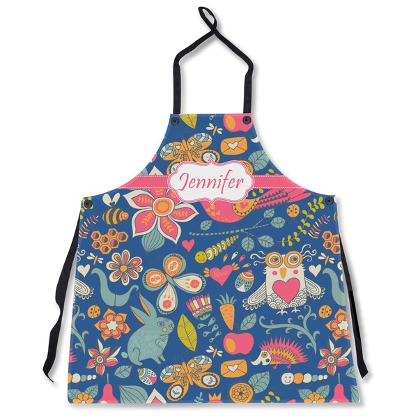 Custom Owl & Hedgehog Apron Without Pockets w/ Name or Text