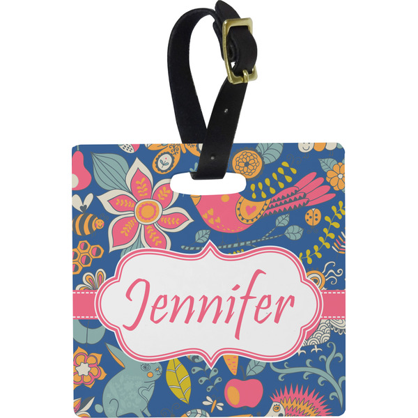 Owl & Hedgehog Personalized Square Luggage Tag