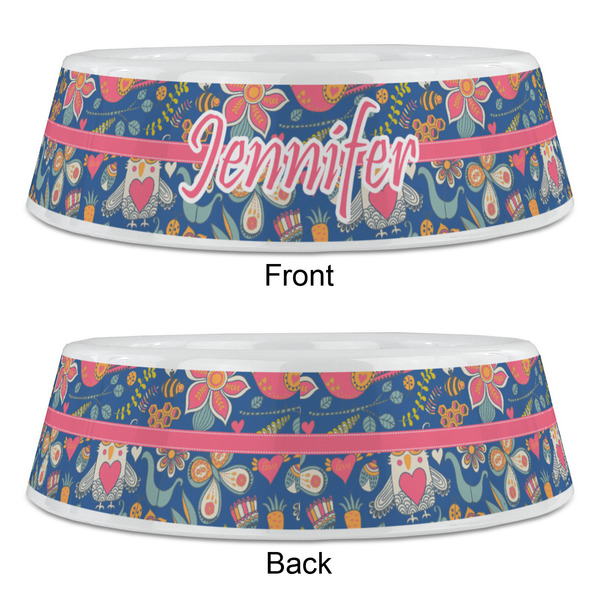 Owl & Hedgehog Plastic Pet Bowls - Large - APPROVAL