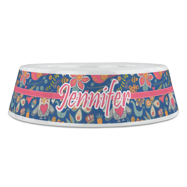 Owl & Hedgehog Plastic Pet Bowls - Large - FRONT