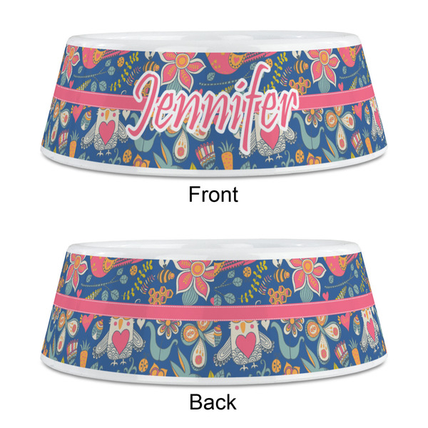 Owl & Hedgehog Plastic Pet Bowls - Medium - APPROVAL