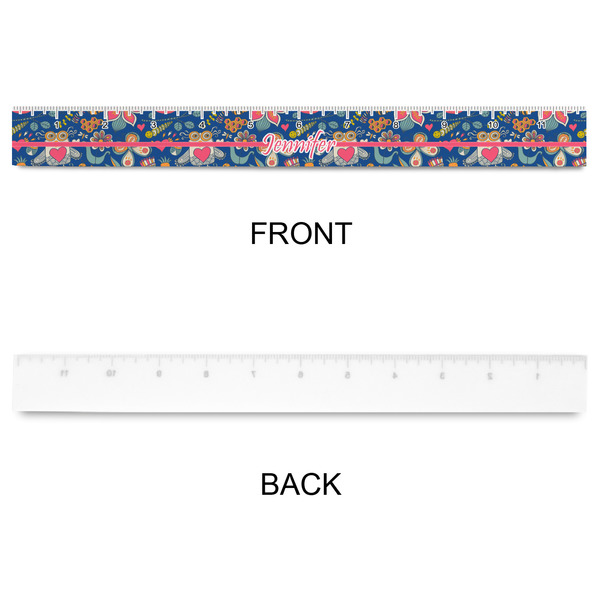 Owl & Hedgehog Plastic Ruler - 12" - APPROVAL