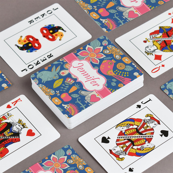 Owl & Hedgehog Playing Cards - Front & Back View