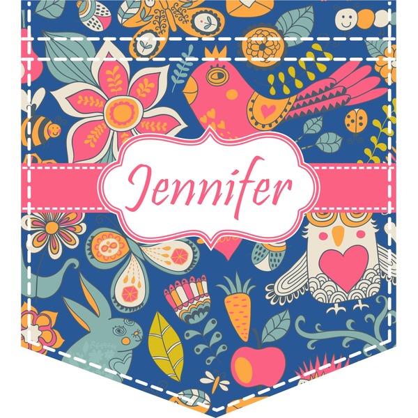 Custom Owl & Hedgehog Iron On Faux Pocket (Personalized)