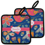 Owl & Hedgehog Pot Holders - Set of 2 w/ Name or Text