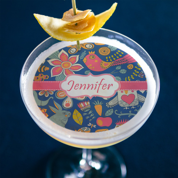 Owl & Hedgehog Printed Drink Topper - Large - In Context