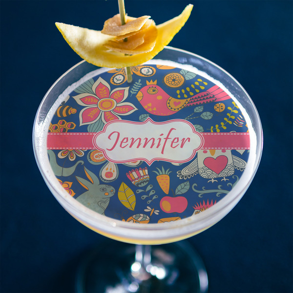 Owl & Hedgehog Printed Drink Topper - XLarge - In Context