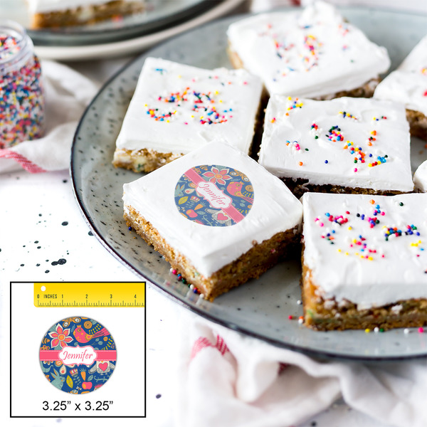 Owl & Hedgehog Printed Icing Circle - Large - In Context