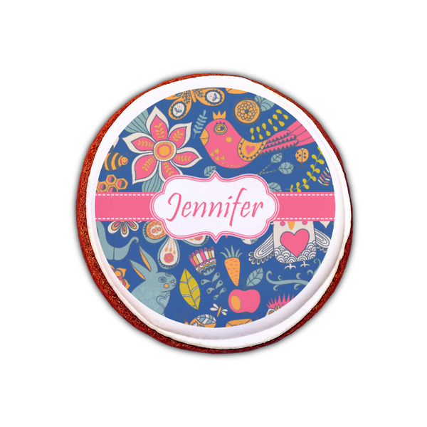 Owl & Hedgehog Printed Icing Circle - XSmall - On Cookie