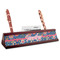 Owl & Hedgehog Red Mahogany Nameplates with Business Card Holder - Angle