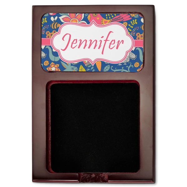 Owl & Hedgehog Red Mahogany Sticky Note Holder - Flat