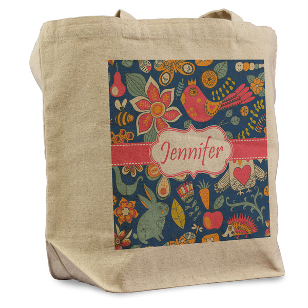 Custom Owl & Hedgehog Reusable Cotton Grocery Bag (Personalized)