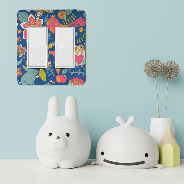 Owl & Hedgehog Rocker Light Switch Covers - Double - IN CONTEXT