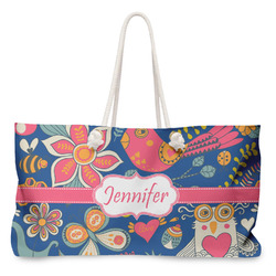 Owl & Hedgehog Large Tote Bag with Rope Handles (Personalized)