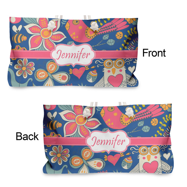 Owl & Hedgehog Large Rope Tote - From & Back View