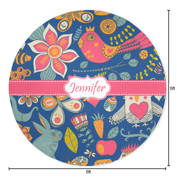 Owl & Hedgehog Round Area Rug - Size