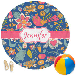 Owl & Hedgehog Round Beach Towel (Personalized)
