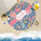 Owl & Hedgehog Round Beach Towel Lifestyle
